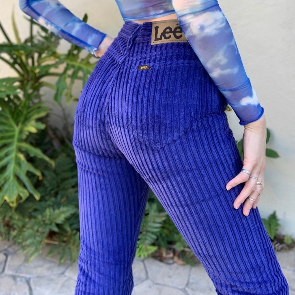 Vintage Deadstock blue corduroy high waist pants - Picture 5 of 11